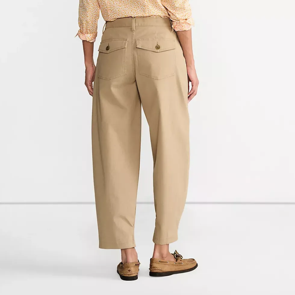 Women's Chino High Rise Barrel Leg Utility Ankle Pants