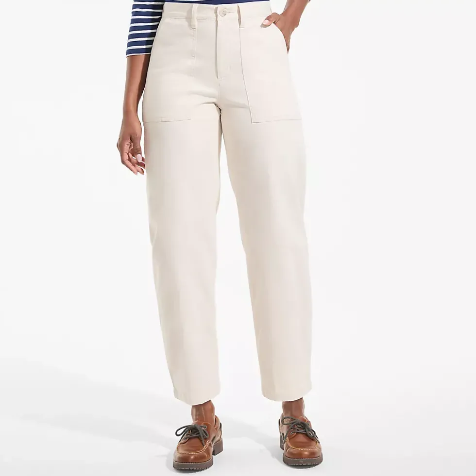 Women's Chino High Rise Barrel Leg Utility Ankle Pants