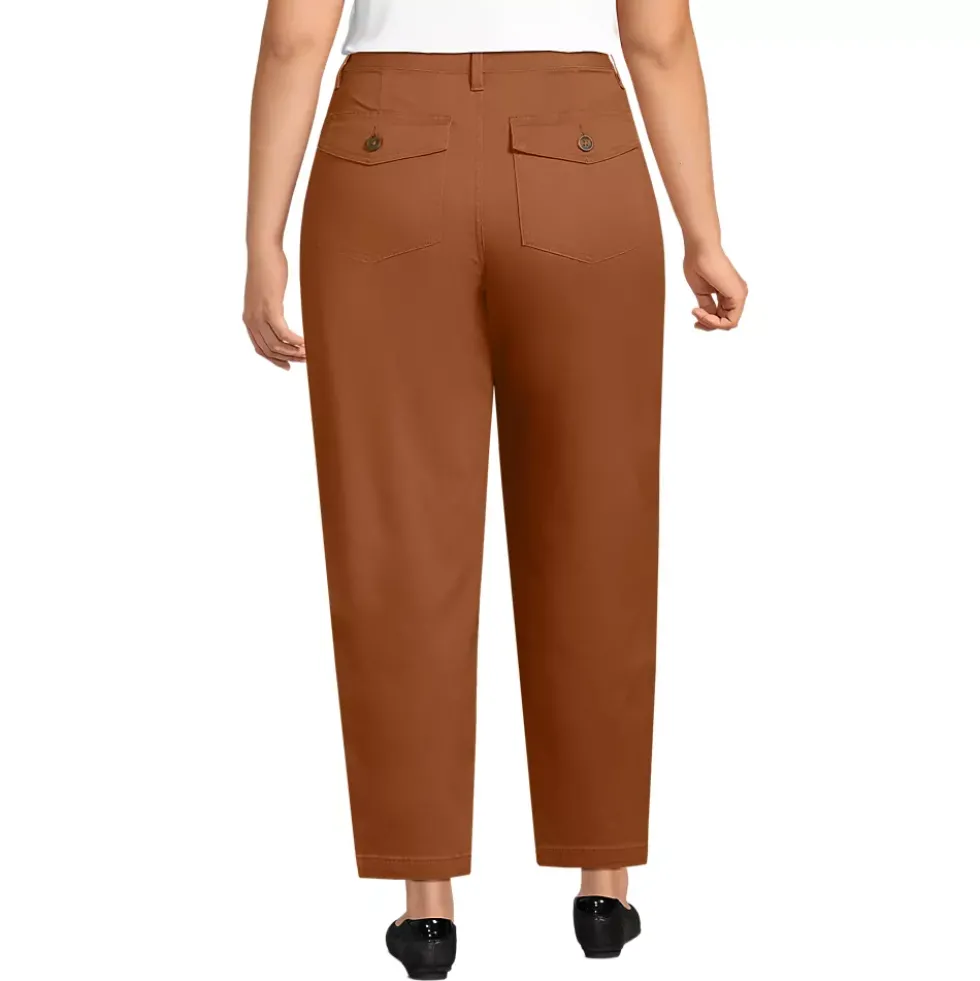Women's Chino High Rise Barrel Leg Utility Ankle Pants