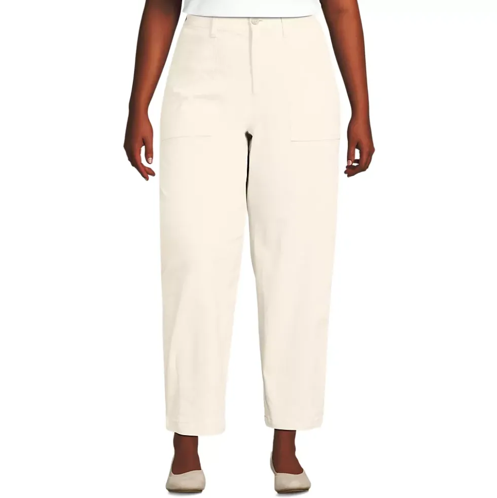 Women's Chino High Rise Barrel Leg Utility Ankle Pants