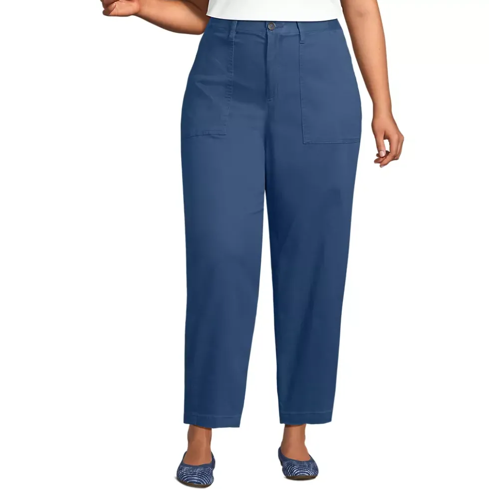 Women's Chino High Rise Barrel Leg Utility Ankle Pants