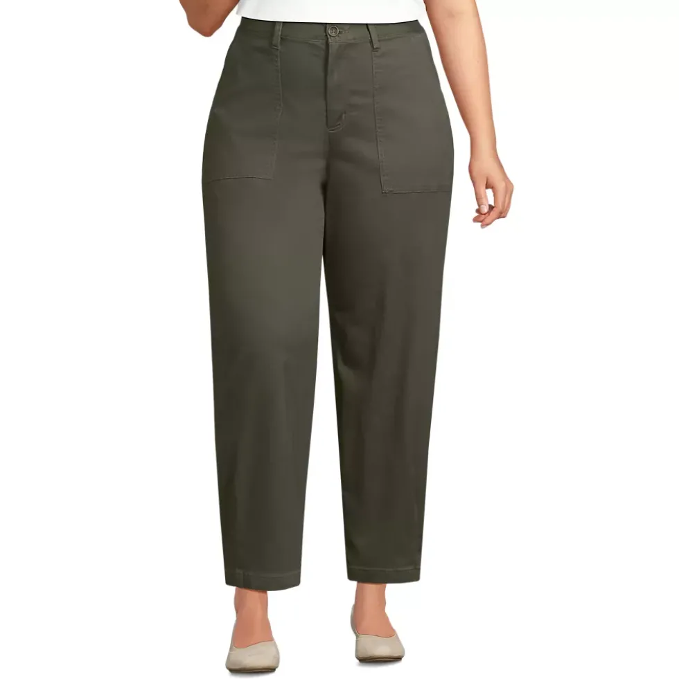 Women's Chino High Rise Barrel Leg Utility Ankle Pants