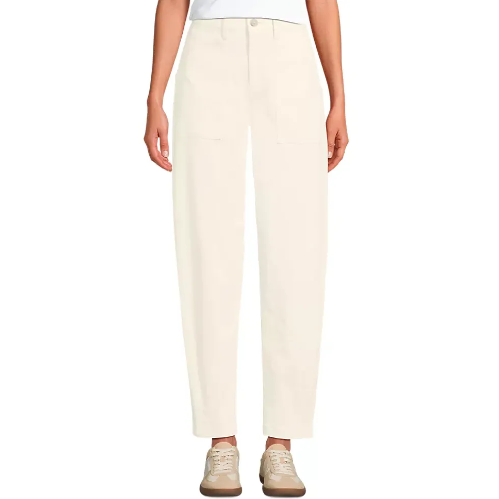 Women's Chino High Rise Barrel Leg Utility Ankle Pants