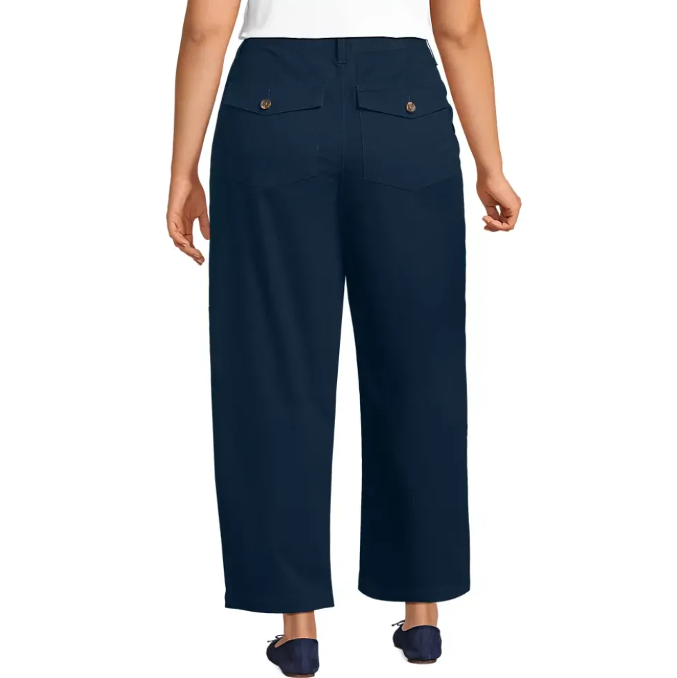 Women's Chino High Rise Barrel Leg Utility Ankle Pants