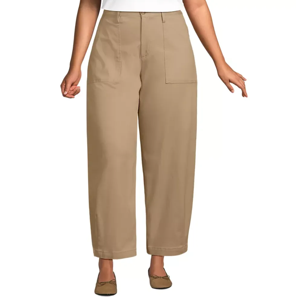 Women's Chino High Rise Barrel Leg Utility Ankle Pants
