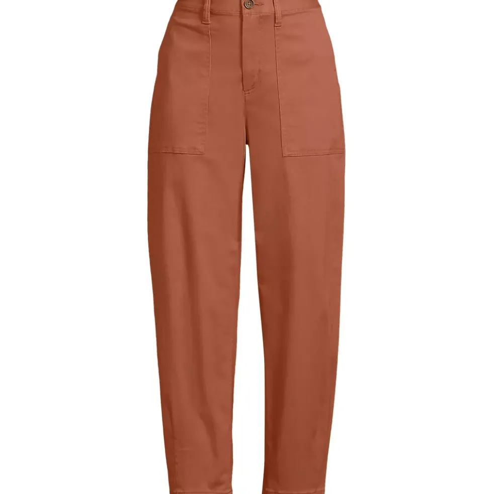 Women's Chino High Rise Barrel Leg Utility Ankle Pants