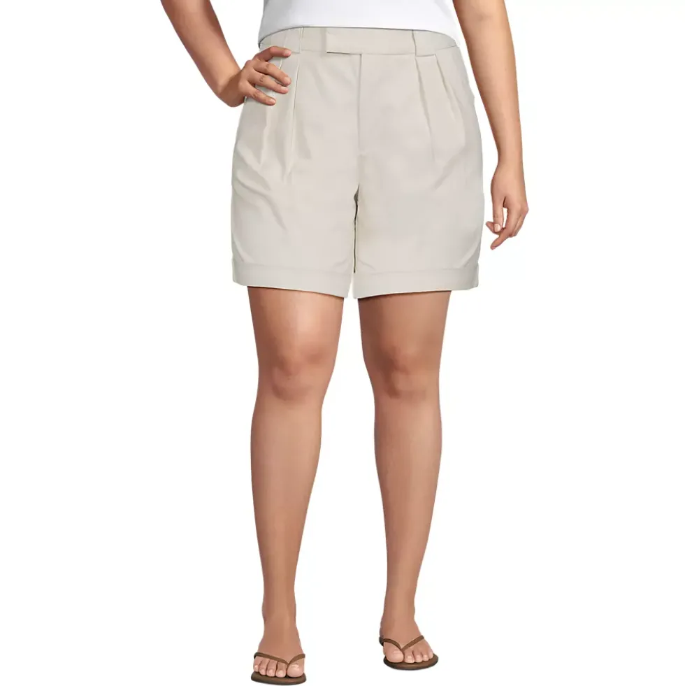 Women's Chino High Rise Pleated 7" Shorts