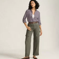 Women's Chino Mid Rise Straight Leg Cargo Ankle Pants