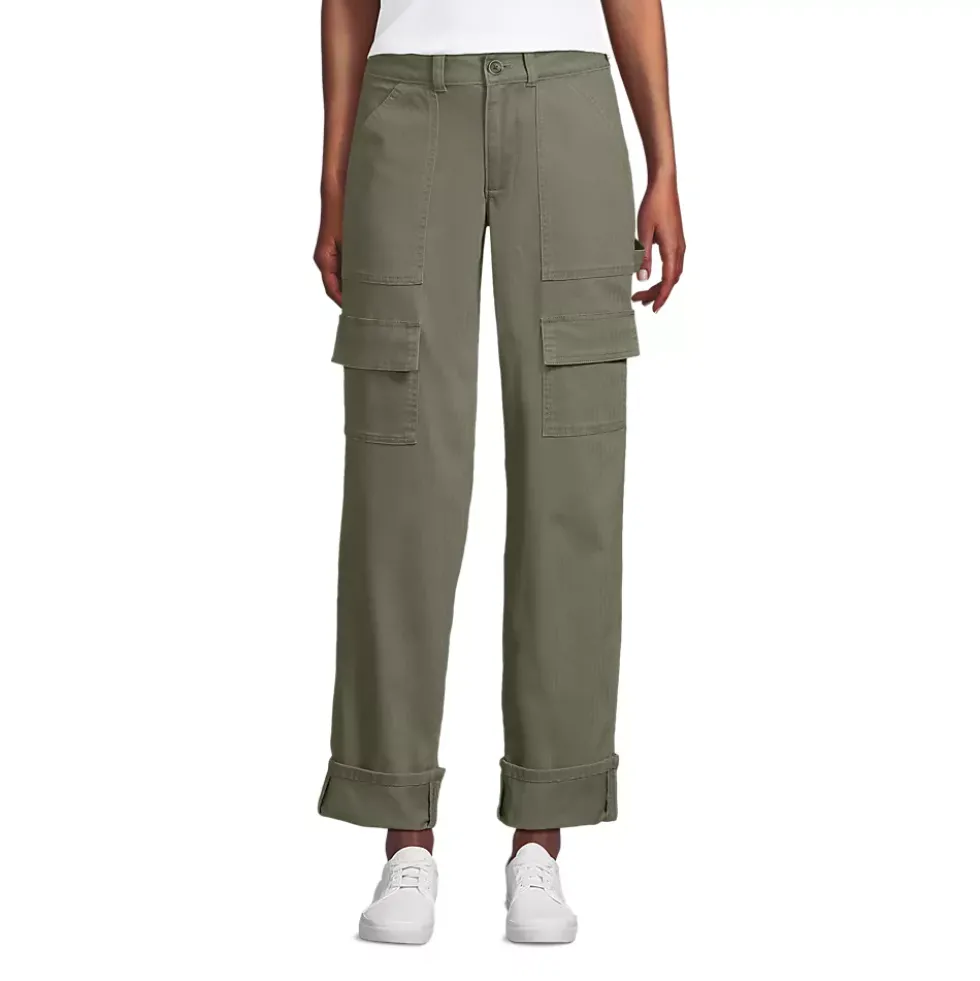 Women's Chino Mid Rise Straight Leg Cargo Ankle Pants