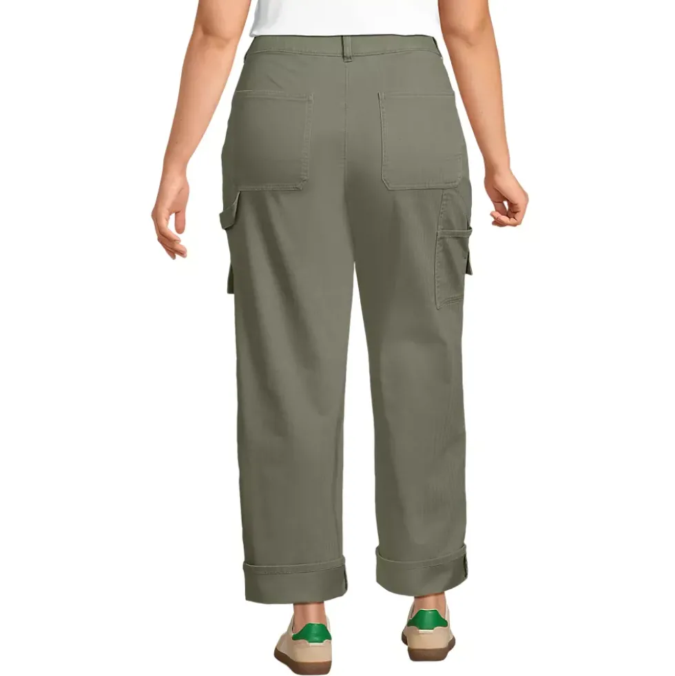 Women's Chino Mid Rise Straight Leg Cargo Ankle Pants