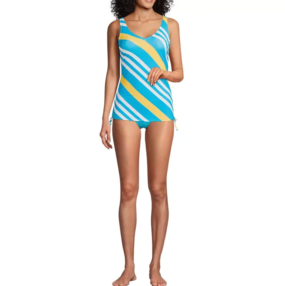 Women's Chlorine Resistant Adjustable Underwire Tankini Swimsuit Top