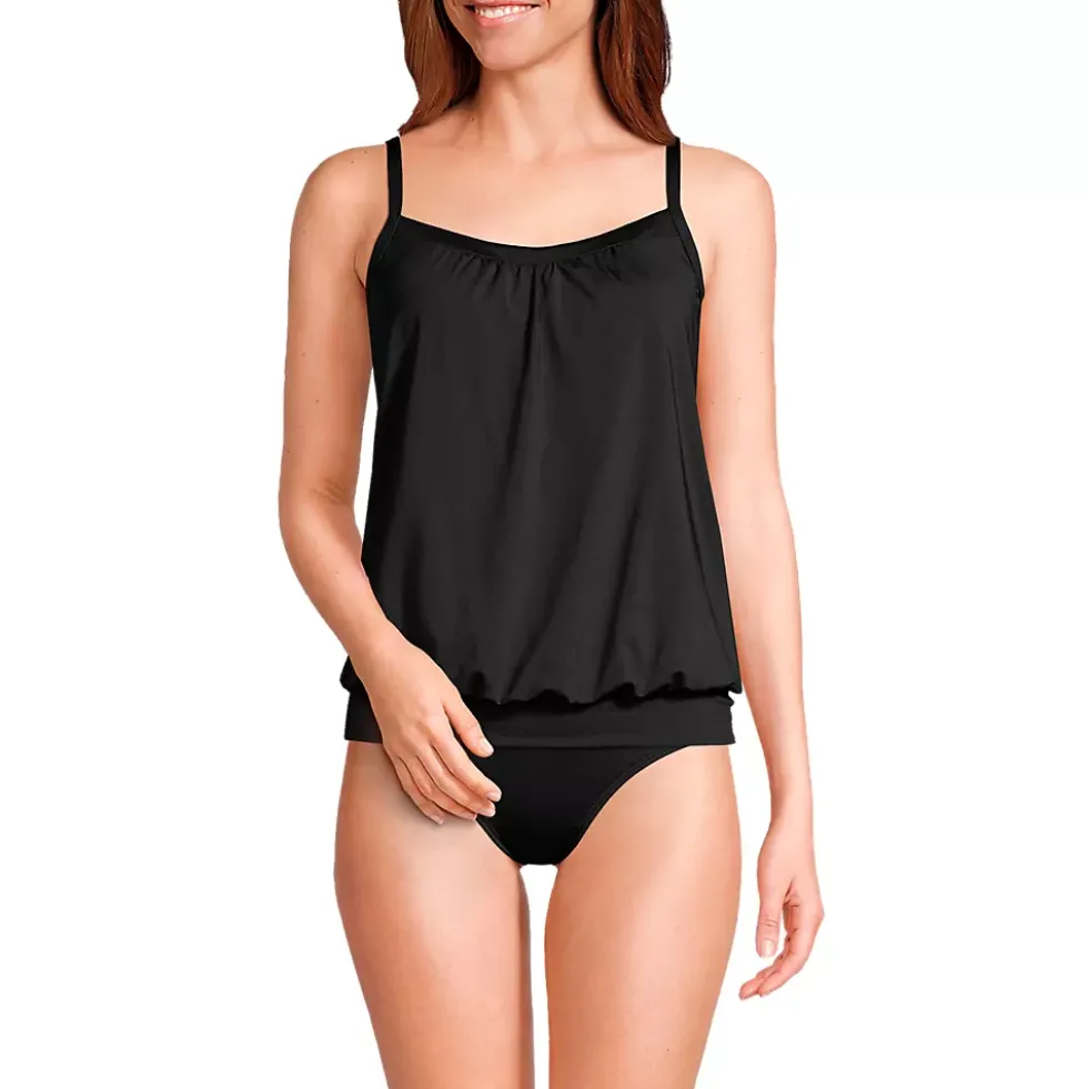 Women's Chlorine Resistant Blouson Tankini Swimsuit Top