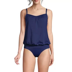 Women's Chlorine Resistant Blouson Tankini Swimsuit Top