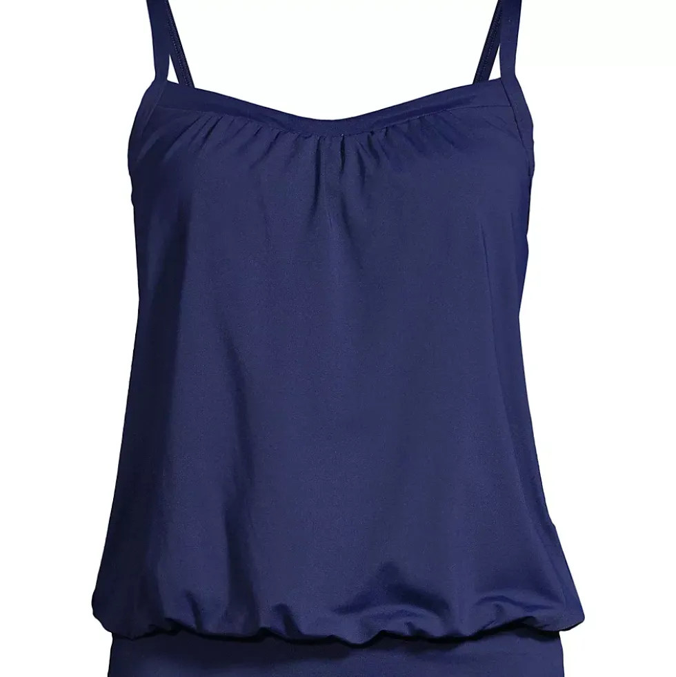 Women's Chlorine Resistant Blouson Tankini Swimsuit Top