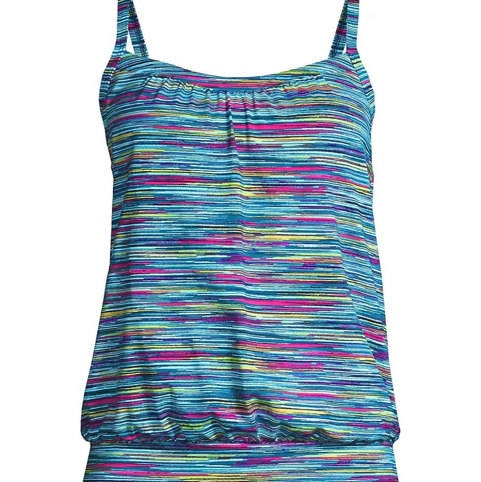 Women's Chlorine Resistant Blouson Tankini Swimsuit Top