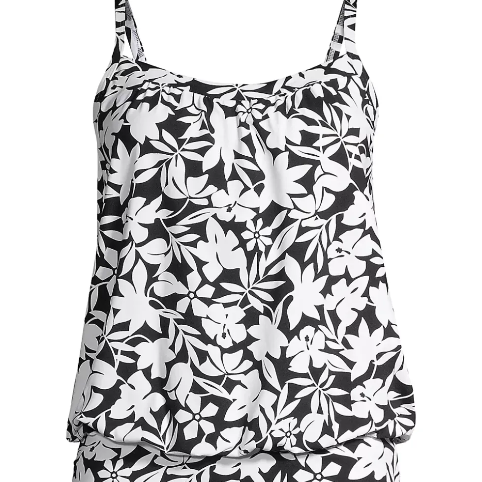 Women's Chlorine Resistant Blouson Tankini Swimsuit Top