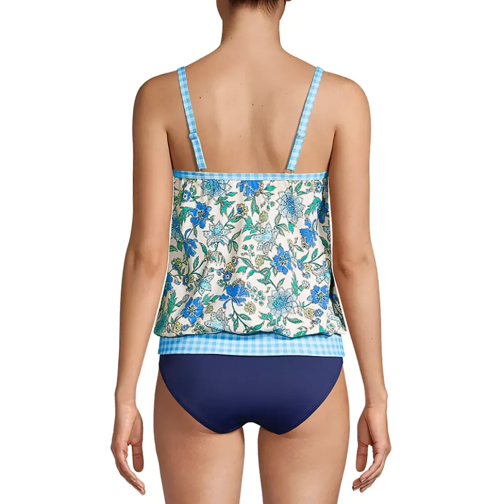 Women's Chlorine Resistant Blouson Tankini Swimsuit Top