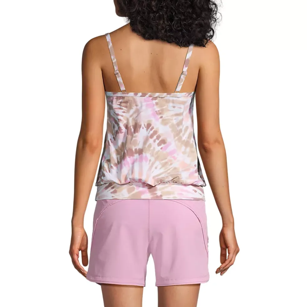 Women's Chlorine Resistant Blouson Tankini Swimsuit Top