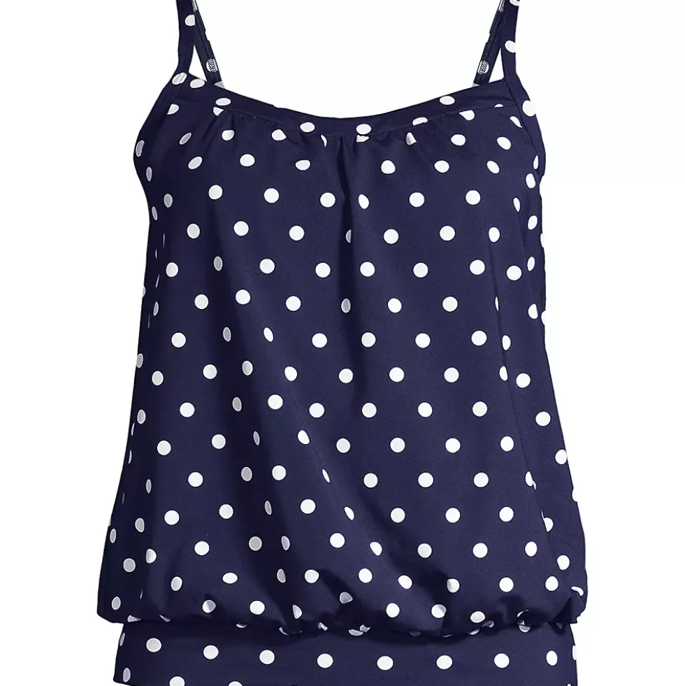 Women's Chlorine Resistant Blouson Tankini Swimsuit Top