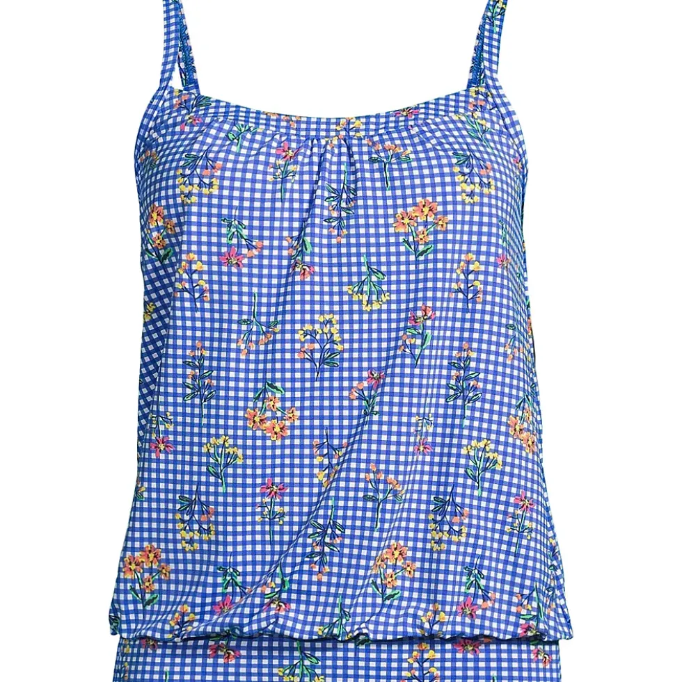 Women's Chlorine Resistant Blouson Tankini Swimsuit Top