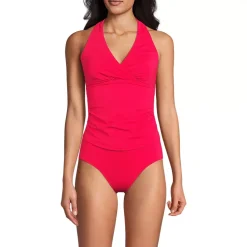 Women's Chlorine Resistant Halter Tankini Swimsuit Top and High Leg High Waisted Bottoms 2 Piece Set