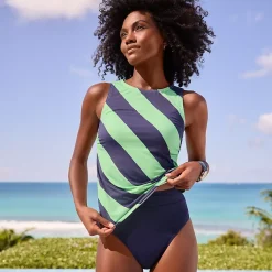 Women's Chlorine Resistant High Leg High Waisted Bikini Swim Bottoms