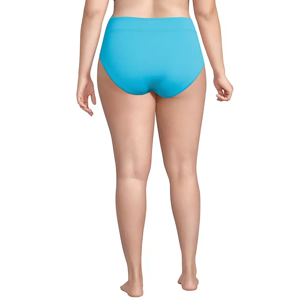 Women's Chlorine Resistant High Leg High Waisted Bikini Swim Bottoms