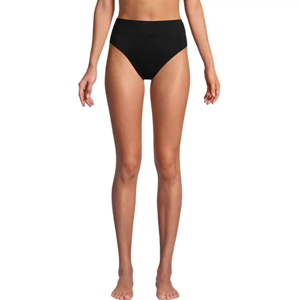Women's Chlorine Resistant High Leg High Waisted Bikini Swim Bottoms