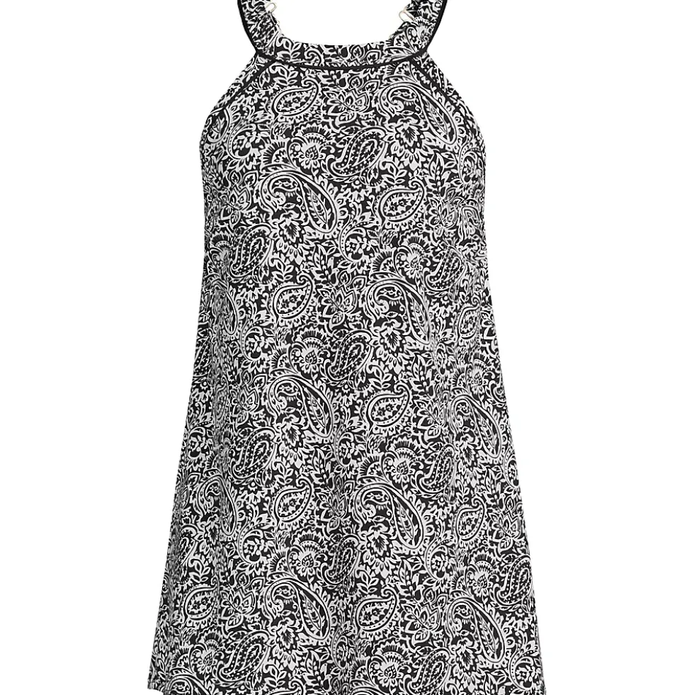Women's Chlorine Resistant High Neck Swim Dress One Piece Swimsuit