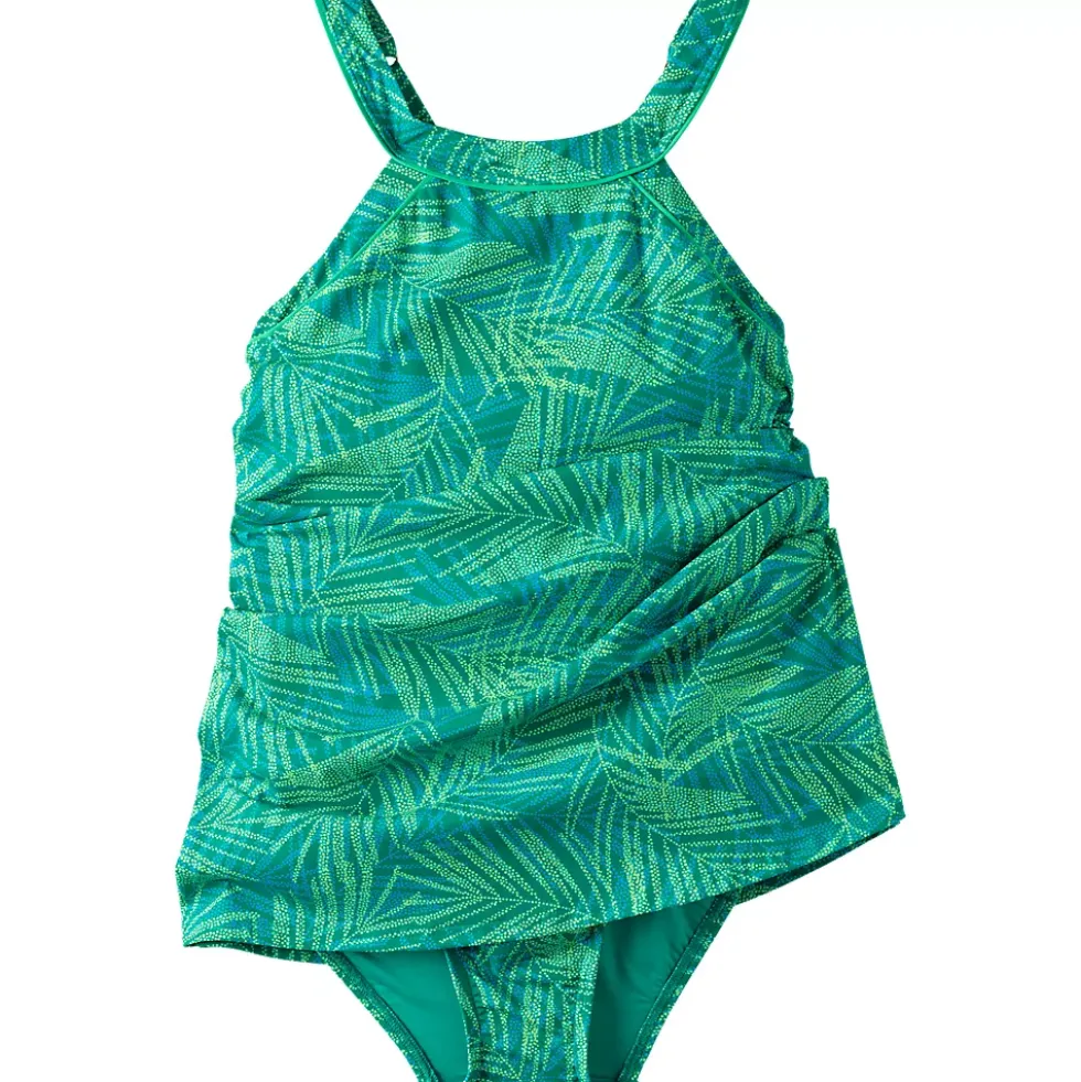 Women's Chlorine Resistant High Neck Swim Dress One Piece Swimsuit
