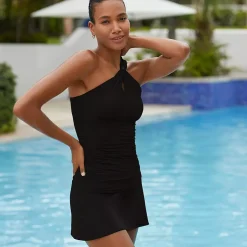 Women's Chlorine Resistant High Neck Multi Way Tankini Swimsuit Top