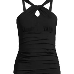 Women's Chlorine Resistant High Neck Multi Way Tankini Swimsuit Top