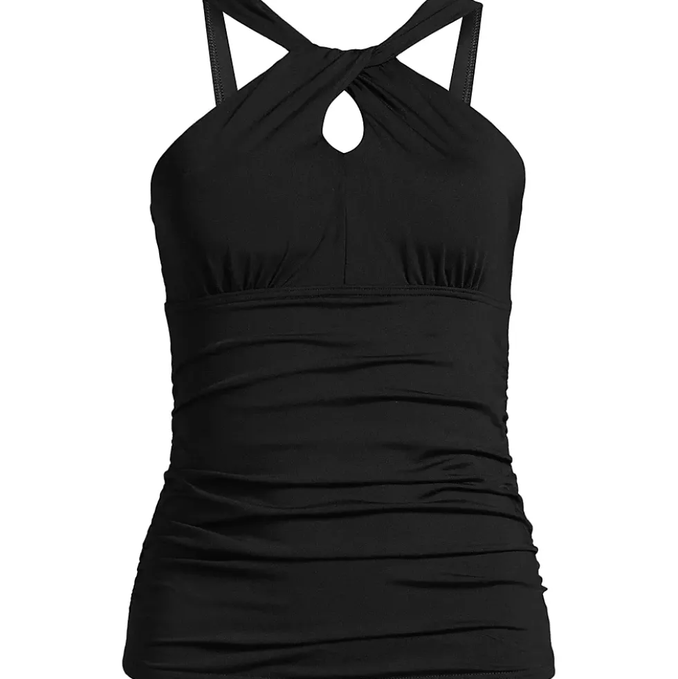 Women's Chlorine Resistant High Neck Multi Way Tankini Swimsuit Top