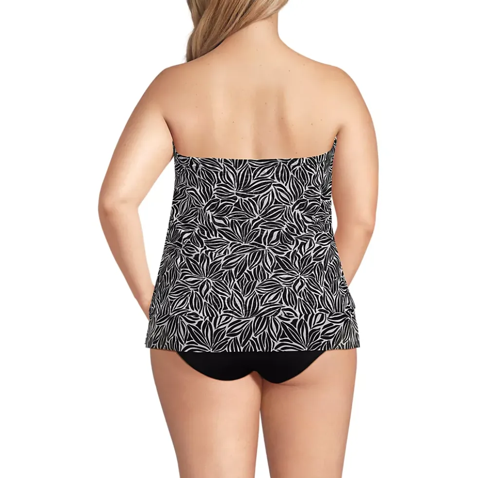 Women's Chlorine Resistant Mesh Bandeau High Leg Fauxkini One Piece Swimsuit