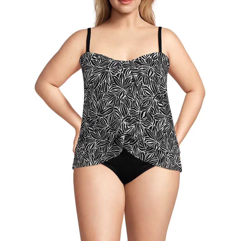 Women's Chlorine Resistant Mesh Bandeau High Leg Fauxkini One Piece Swimsuit