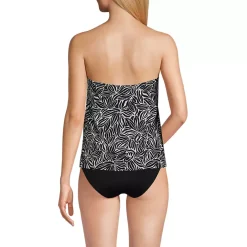 Women's Chlorine Resistant Mesh Bandeau High Leg Fauxkini One Piece Swimsuit