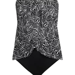 Women's Chlorine Resistant Mesh Bandeau High Leg Fauxkini One Piece Swimsuit