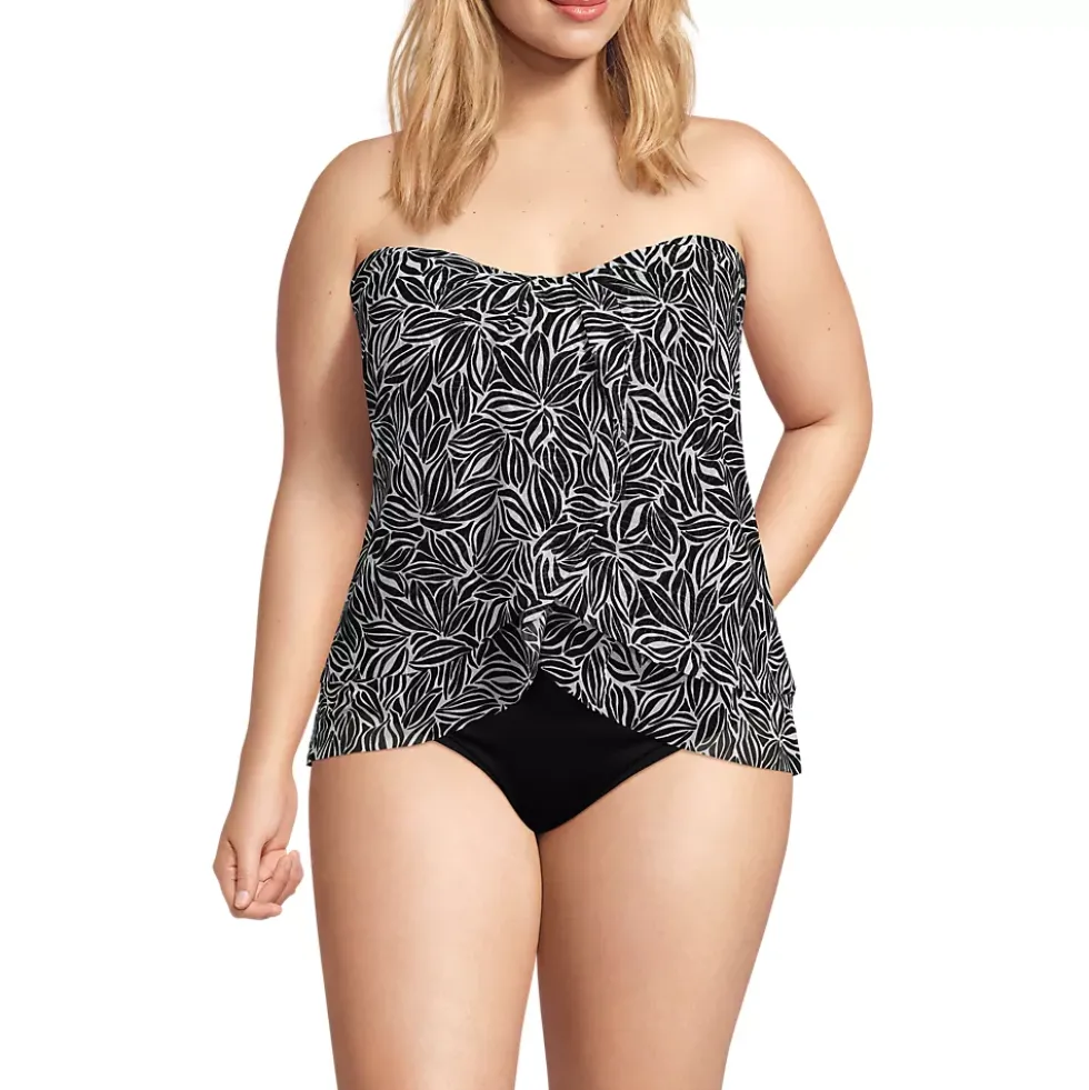 Women's Chlorine Resistant Mesh Bandeau High Leg Fauxkini One Piece Swimsuit