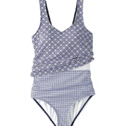 Women's Chlorine Resistant One Piece Fauxkini Swimsuit