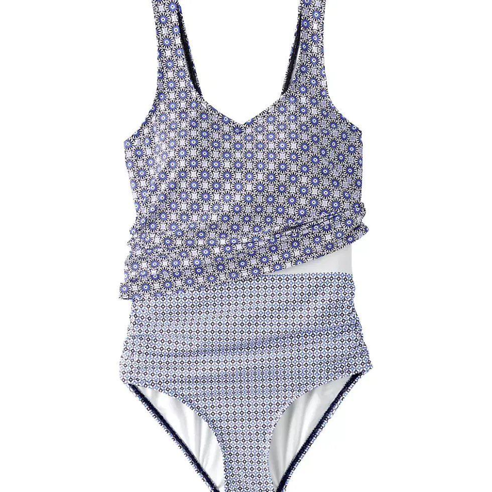 Women's Chlorine Resistant One Piece Fauxkini Swimsuit
