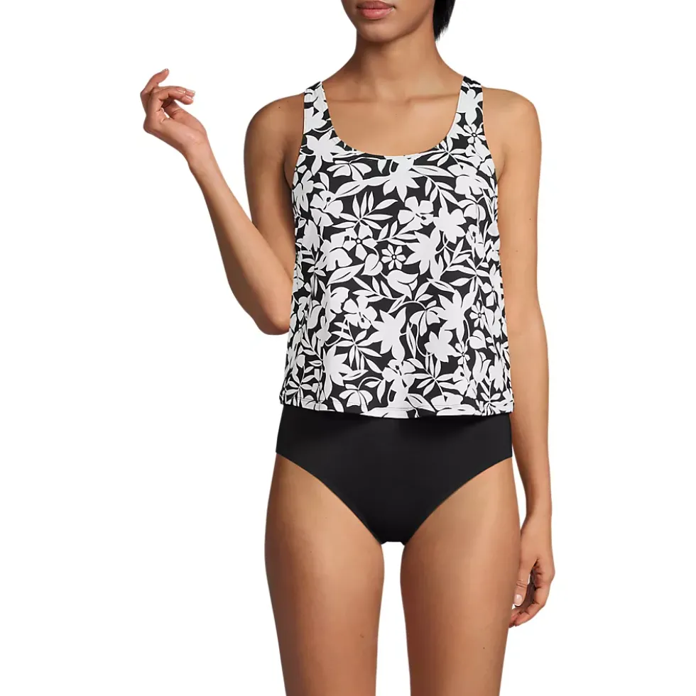 Women's Chlorine Resistant One Piece Scoop Neck Fauxkini Swimsuit