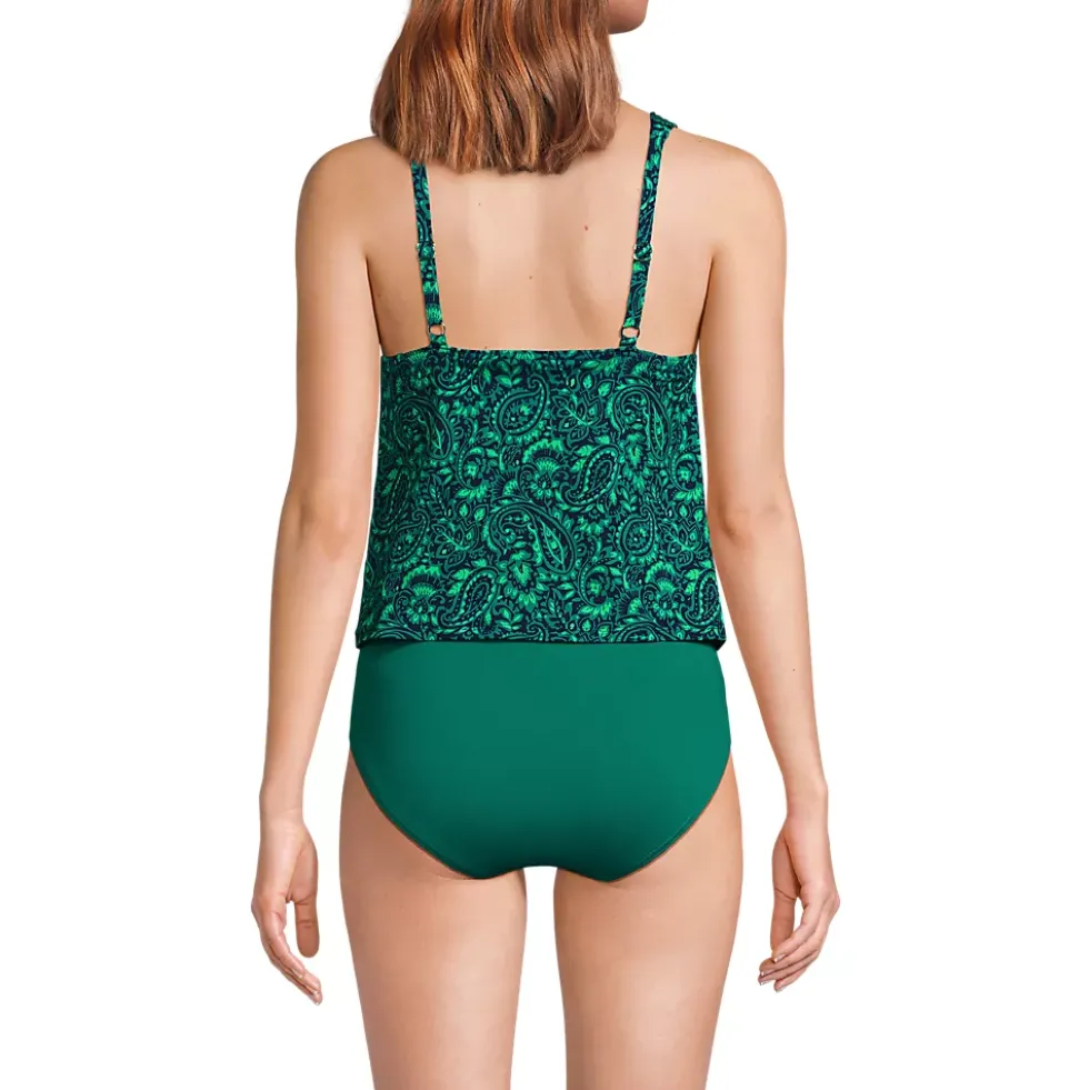Women's Chlorine Resistant One Piece Scoop Neck Fauxkini Swimsuit