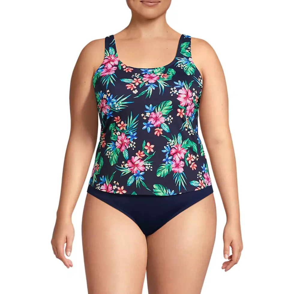 Women's Chlorine Resistant One Piece Scoop Neck Fauxkini Swimsuit