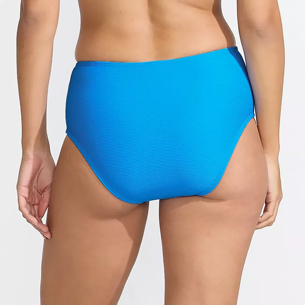 Women's Chlorine Resistant Ottoman Rib High Waisted Bikini Bottoms