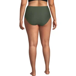 Women's Chlorine Resistant Ottoman Rib High Waisted Bikini Bottoms