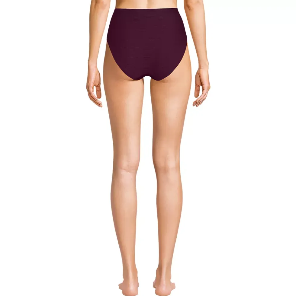 Women's Chlorine Resistant Ottoman Rib High Waisted Bikini Bottoms