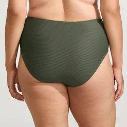 Women's Chlorine Resistant Ottoman Rib High Waisted Bikini Bottoms