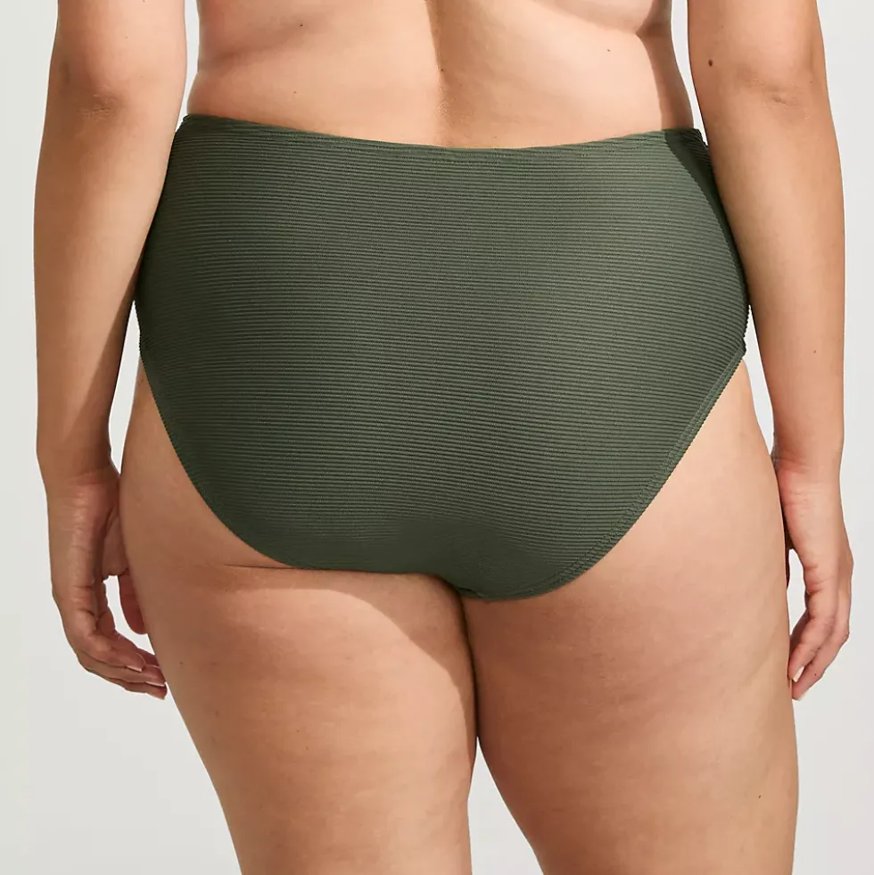 Women's Chlorine Resistant Ottoman Rib High Waisted Bikini Bottoms