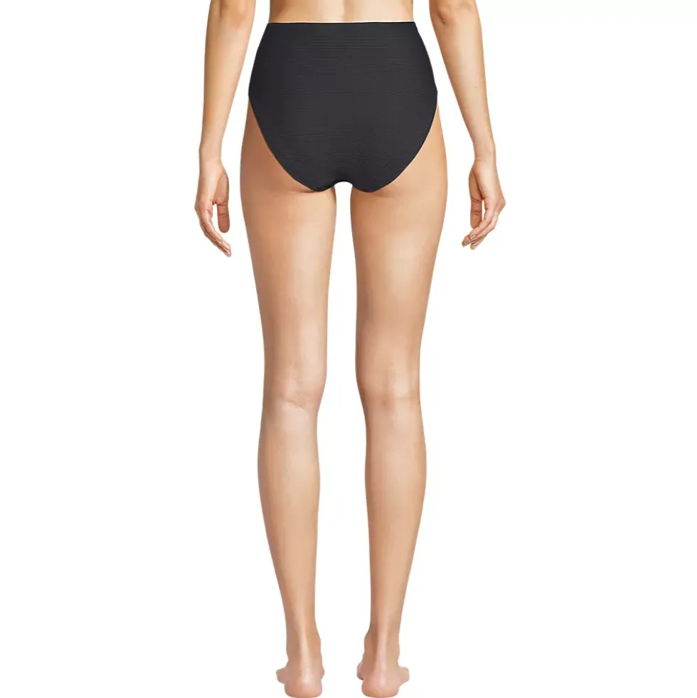 Women's Chlorine Resistant Ottoman Rib High Waisted Bikini Bottoms