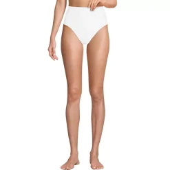 Women's Chlorine Resistant Ottoman Rib High Waisted Bikini Bottoms